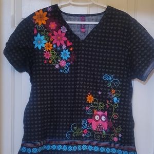 Scrub Works Owl Scrub Top